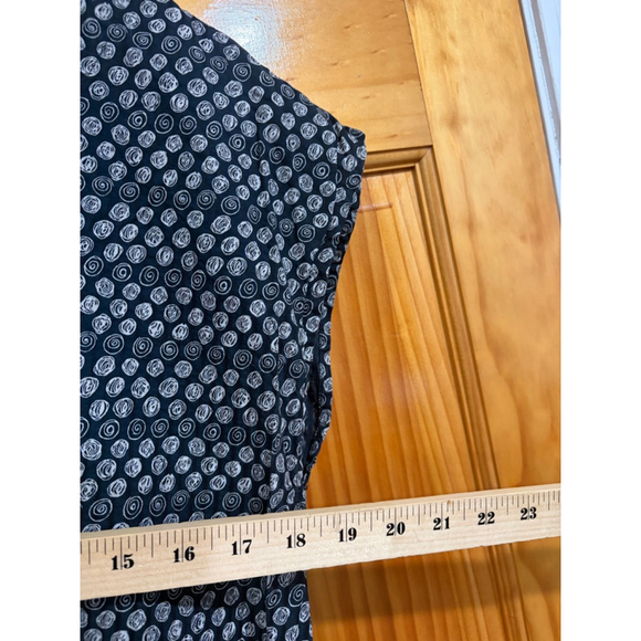 Gudrun Sjoden Black White Printed Drop Waist Tunic Dress Red Buttons M - Picture 6 of 6